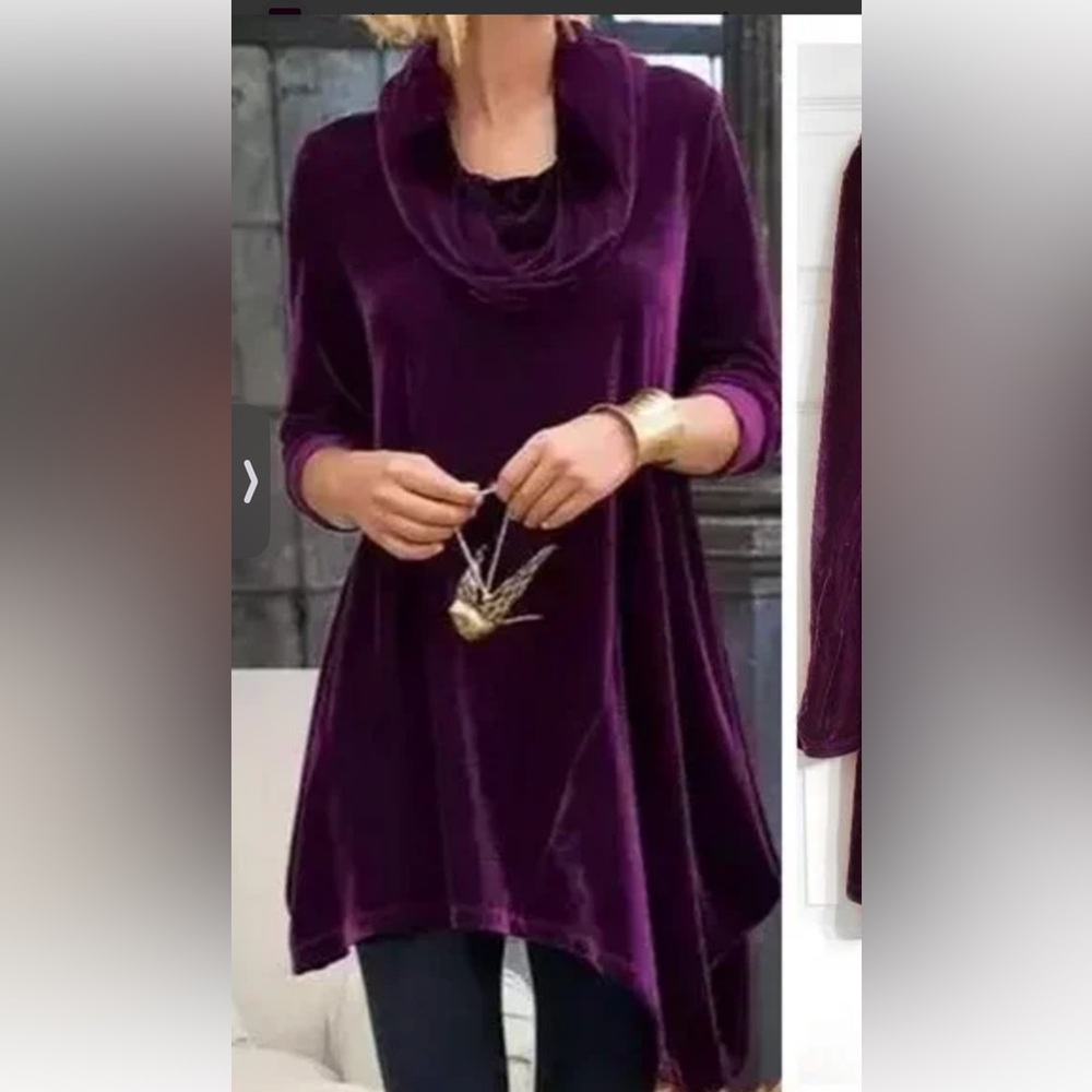 Soft Surroundings Velvet Asymmetrical Hem Cowl Neck Tunic Women's 1X